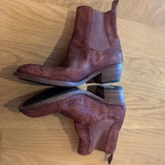 SHOTO Brick Red Western Chelsea Leather Boots - Picture 3 of 14